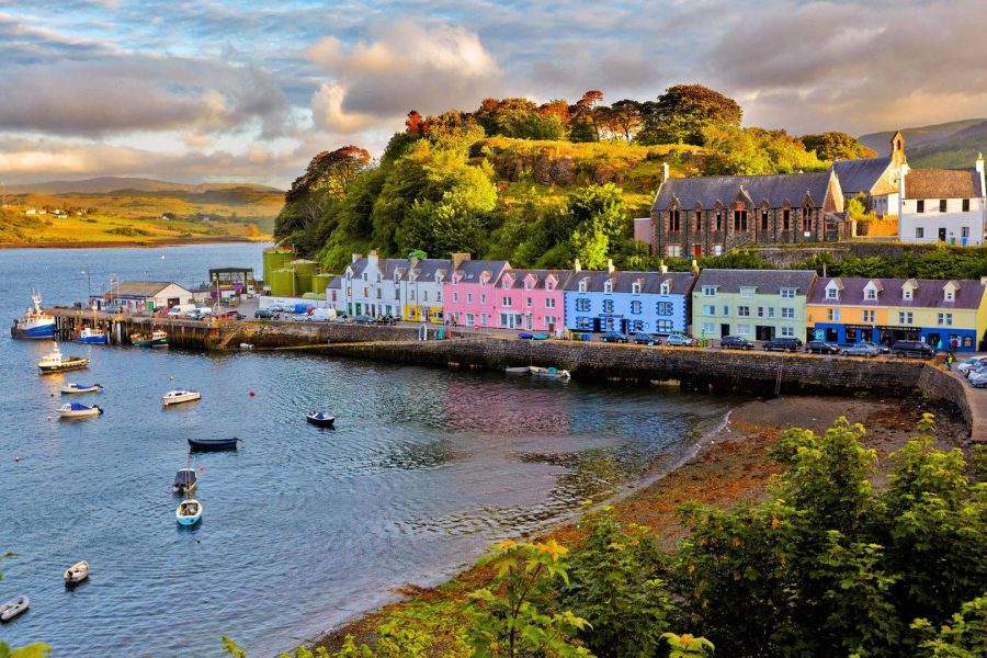 view on Portree before sunset, Isle of Skye, Scotland